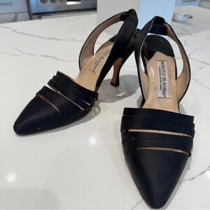Manolo Blahnik Black Satin Heels
